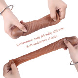 Silicone Penis Sleeve Extender Cock Enlarger Testicle Restraint Male Realistic Reusable Condom Prolonged Ejaculation Delayed Ring Sheath Sex Toys for Men