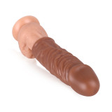 Silicone Penis Sleeve Extender Cock Enlarger Testicle Restraint Male Realistic Reusable Condom Prolonged Ejaculation Delayed Ring Sheath Sex Toys for Men