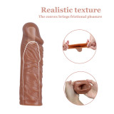 Silicone Penis Sleeve Extender Cock Enlarger Testicle Restraint Male Realistic Reusable Condom Prolonged Ejaculation Delayed Ring Sheath Sex Toys for Men