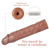 Silicone Penis Sleeve Extender Cock Enlarger Testicle Restraint Male Realistic Reusable Condom Prolonged Ejaculation Delayed Ring Sheath Sex Toys for Men