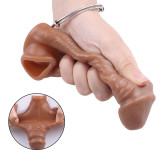 Silicone Penis Sleeve Extender Cock Enlarger Testicle Restraint Male Realistic Reusable Condom Prolonged Ejaculation Delayed Ring Sheath Sex Toys for Men
