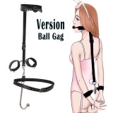 BDSM Sex Slaves Bondage Restraint Anal Hook Options Mouth Ball Gag Collor Chain Bed Foreplay SM Game Fetish Role Play Adjustable Cuffs Adult Sex Toys for Women Men Couples Beginner