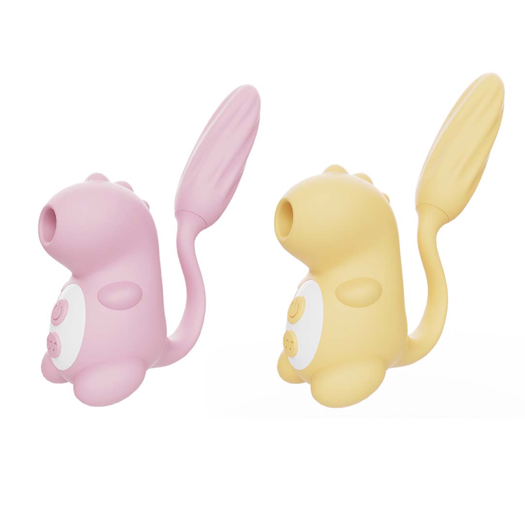 3in1 Sucking Vibrating Vibrator Discreet Lovely Dinosaur Tail Massager Clit Nipples Anal Sucker 12 Modes of Sucking & Vibrating Dilldo for Vaginal Clitoral G-spot Stimulation Flirtation Foreplay Adult Oral Sex Toy Non-embarrassment Cute Gift for Ladies Girlfriend Wife