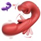 Women 4in1 G-Spot Vibrator Clit Sucking Licking Tongue Flapping Dildo Clitoris Nipples Anal Stimulator Rechargeable Vibrating Masturbator Waterproof Sex Toy Adult Gift for Girlfriend Wife Couples