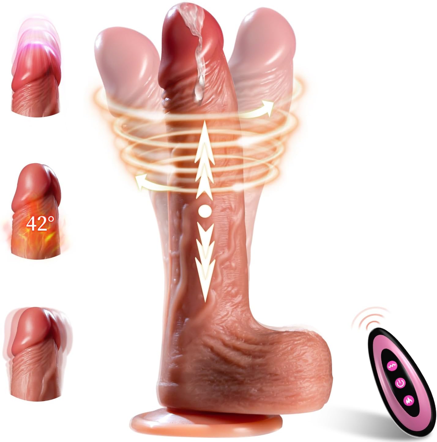 Realistic Liquid Silicone Dildo Thrusting Vibrating Remote Control  Vibrator Suction Cup Powerful Multi Vibration Thrust Swing Heating Modes G Spot Vaginal Anal Stimulation Sex Toy for Women Couples Intimate Use