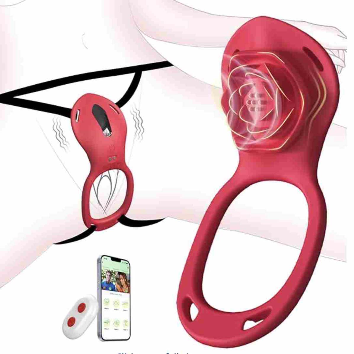 Wearable Panty Vibrator APP & Remote Control Strap on 9 Vibrations Modes Rose Sex Toy Vibrating Penis Ring Clitoral Stimulator Gift for Couple Women Men Solo Masturbation Sexual Pleasure
