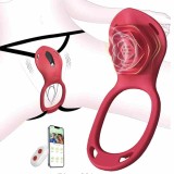 Wearable Panty Vibrator APP & Remote Control Strap on 9 Vibrations Modes Rose Sex Toy Vibrating Penis Ring Clitoral Stimulator Gift for Couple Women Men Solo Masturbation Sexual Pleasure