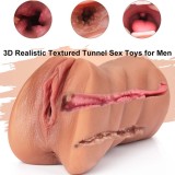 3 in 1 Large Realistic Pussy Lifelike Tongue Mouth Pocket Male Masturbator Oral Vaginal Anal Tetured Tight Tunnel Sex Doll Deep Throat Blowjob Jerkoff Stroker for Men Masturbation Adult Love Sex Toy Gift for Boyfriend Husband Lesbian