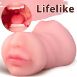 3 in 1 Large Realistic Pussy Lifelike Tongue Mouth Pocket Male Masturbator Oral Vaginal Anal Tetured Tight Tunnel Sex Doll Deep Throat Blowjob Jerkoff Stroker for Men Masturbation Adult Love Sex Toy Gift for Boyfriend Husband Lesbian