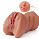 3 in 1 Large Realistic Pussy Lifelike Tongue Mouth Pocket Male Masturbator Oral Vaginal Anal Tetured Tight Tunnel Sex Doll Deep Throat Blowjob Jerkoff Stroker for Men Masturbation Adult Love Sex Toy Gift for Boyfriend Husband Lesbian