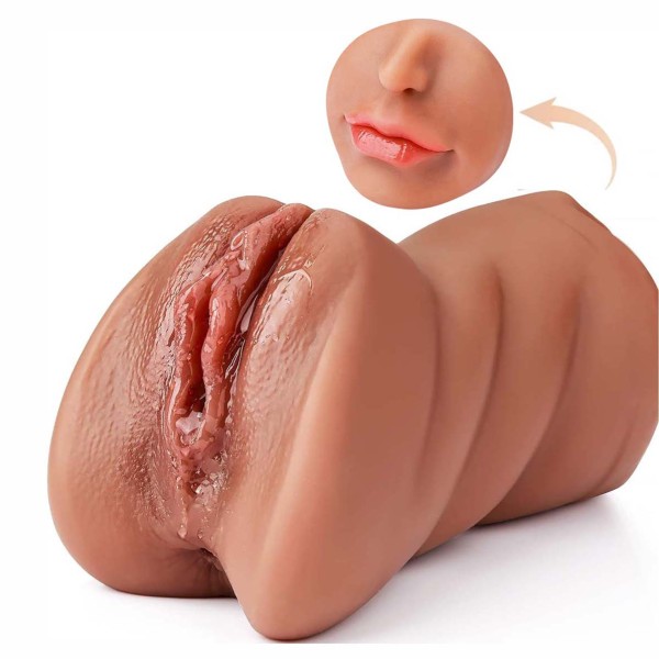 3 in 1 Large Realistic Pussy Lifelike Tongue Mouth Pocket Male Masturbator Oral Vaginal Anal Tetured Tight Tunnel Sex Doll Deep Throat Blowjob Jerkoff Stroker for Men Masturbation Adult Love Sex Toy Gift for Boyfriend Husband Lesbian