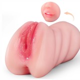 3 in 1 Large Realistic Pussy Lifelike Tongue Mouth Pocket Male Masturbator Oral Vaginal Anal Tetured Tight Tunnel Sex Doll Deep Throat Blowjob Jerkoff Stroker for Men Masturbation Adult Love Sex Toy Gift for Boyfriend Husband Lesbian