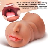 3 in 1 Large Realistic Pussy Lifelike Tongue Mouth Pocket Male Masturbator Oral Vaginal Anal Tetured Tight Tunnel Sex Doll Deep Throat Blowjob Jerkoff Stroker for Men Masturbation Adult Love Sex Toy Gift for Boyfriend Husband Lesbian