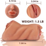 3 in 1 Large Realistic Pussy Lifelike Tongue Mouth Pocket Male Masturbator Oral Vaginal Anal Tetured Tight Tunnel Sex Doll Deep Throat Blowjob Jerkoff Stroker for Men Masturbation Adult Love Sex Toy Gift for Boyfriend Husband Lesbian