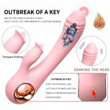 20 Vibrating Modes Heating Vibrator Licking Tongue Rechargeable 2-in-1 Electric Rabbit Dildo G-Spot Clit Dual Stimulator Sex Toy Gift for Women Girlfreind Wife