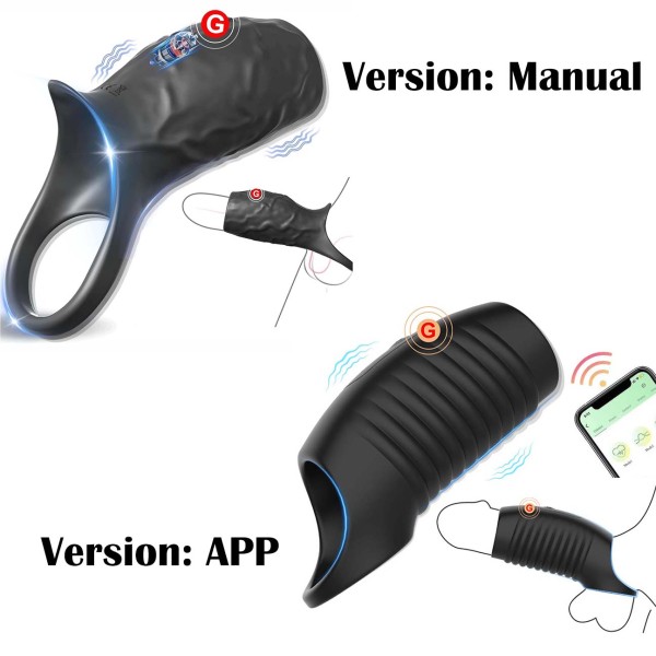 10 Modes Vibrating Penis Sleeve Liquid Silicone Cock Ring Male Rechargeable Waterproof APP Manual Vibrator Soft Extender Enlarger Testicle Restraint Prolonged Ejaculation Delayed Stamina Rings Girth Enhancer Sheath Sex Toys for Men