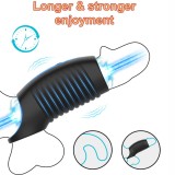 10 Modes Vibrating Penis Sleeve Liquid Silicone Cock Ring Male Rechargeable Waterproof APP Manual Vibrator Soft Extender Enlarger Testicle Restraint Prolonged Ejaculation Delayed Stamina Rings Girth Enhancer Sheath Sex Toys for Men