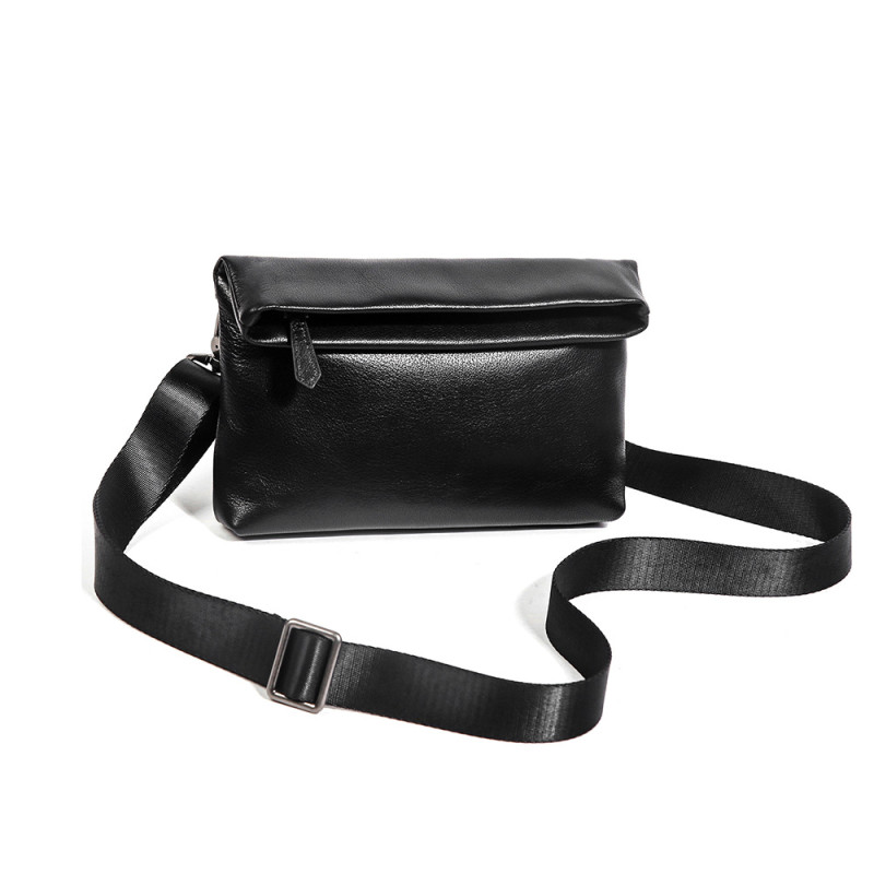 Men's Leather Black Shoulder Bag