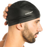 Taddlee Men Swim Cap PU Fabric Silicone Lycra Bathing Swimming Hat Pool Waterproof Sports Adult Swim Wear Accessories Large Size
