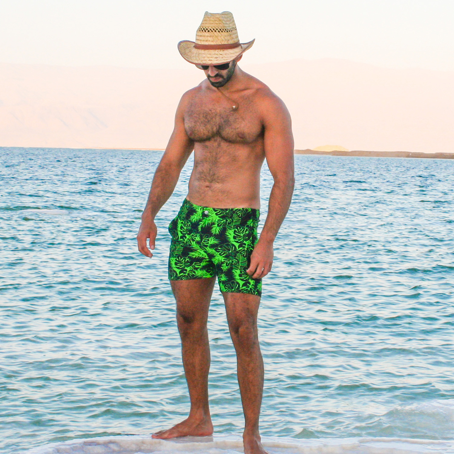 Men's Swimming Swimsuit Briefs Flowers Birds Print Swim Beach Shorts Underwear