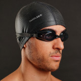 Taddlee Men Swim Cap PU Fabric Silicone Lycra Bathing Swimming Hat Pool Waterproof Sports Adult Swim Wear Accessories Large Size