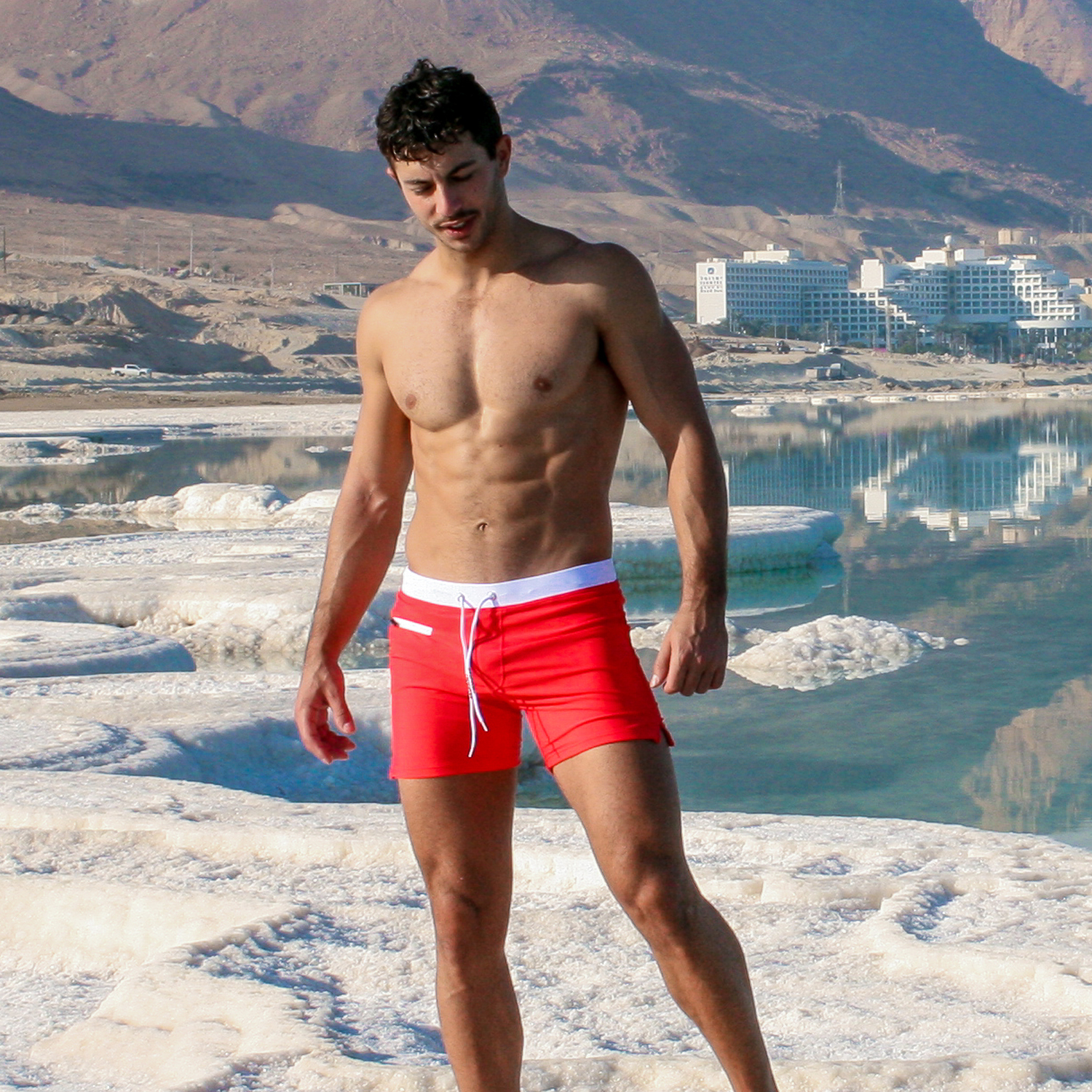 Red bathing hot sale suit shorts