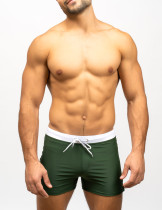 Taddlee Solid Green marque Sexy hommes maillots de bain natation Boxer slips Bikini avec poches couleur bleu uni hommes maillots de bain Surf troncs Boardshorts