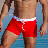 Taddlee Solid Red marque Sexy hommes maillots de bain natation Boxer slips Bikini avec poches couleur bleu uni hommes maillots de bain Surf troncs Boardshorts