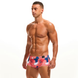 Taddlee Men's Swimwear Swimming Boxer Trunks Briefs Shorts Square Cut Swimsuits Pink