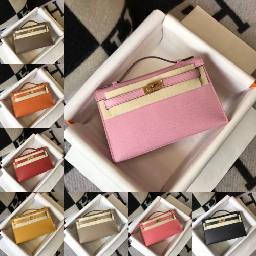 13色/ 22CM/ HermesエルメスバッグスーパーコピーMini Kelly Pouchette