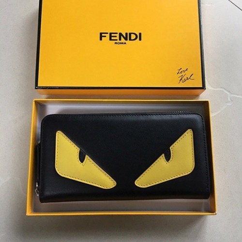 フェンディ コピー ブラックレザー ジップウォレット 長財布 バッグ バグズ feh99103