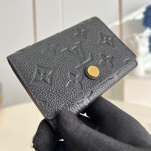 追跡付ルイヴィトン 折りたたみ財布 カード 名刺入れ 偽物 黒 M58456