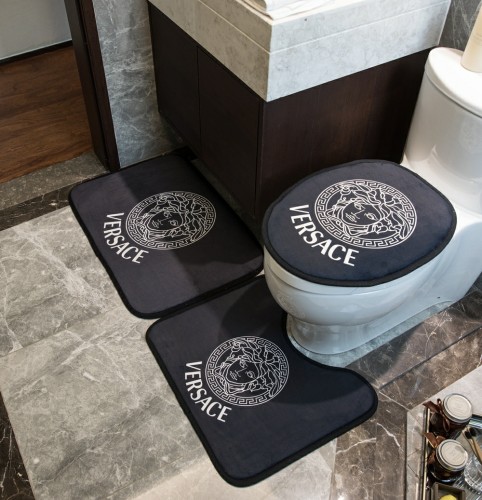 累積売上総額第１位！ヴェルサーチェ 2024新作 バスマット3点セット 洗える 便座カバー/足元マット 新居寝具用品